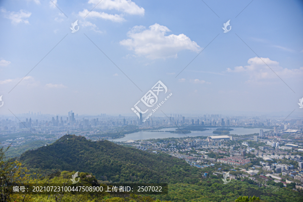 江蘇南京紫金山上俯瞰玄武湖風(fēng)光