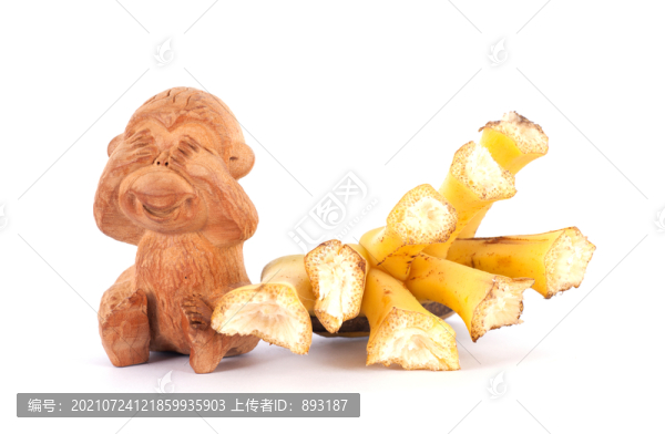 捂眼猴子木雕和香蕉根
