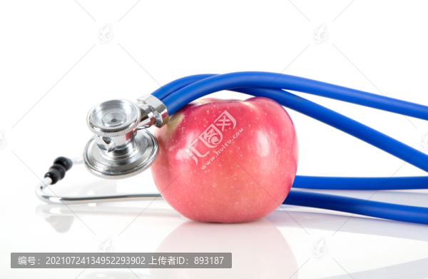 聽(tīng)診器和一個(gè)紅蘋果