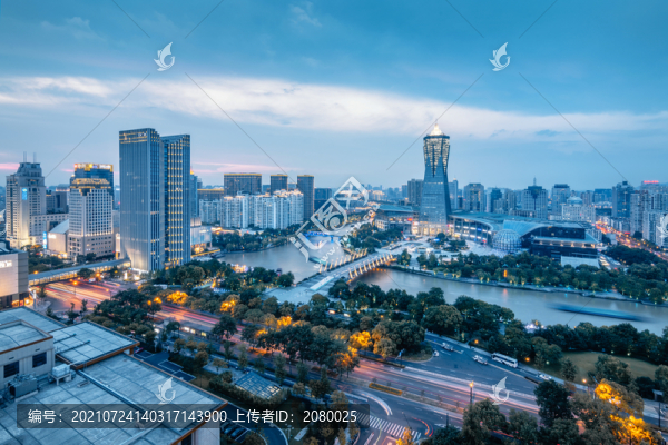 中國(guó)杭州武林廣場(chǎng)城市風(fēng)光