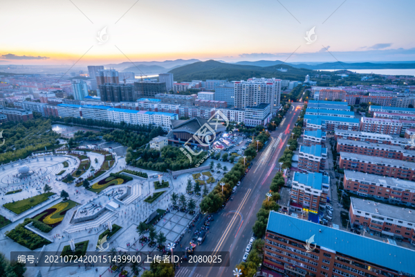 東北七臺河城市風(fēng)光夜景