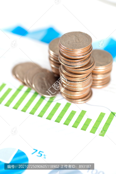 金融圖表資料上的美元硬幣
