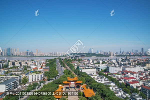 俯瞰武漢城市建筑天際線都市風光