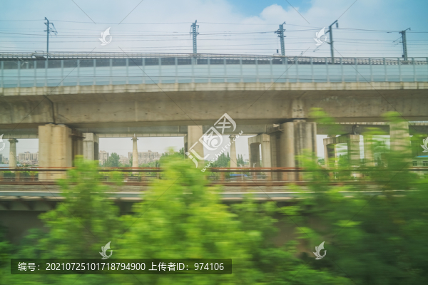 飛馳的高鐵和高速公路和鐵道
