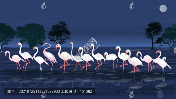 火烈鳥手繪裝飾畫