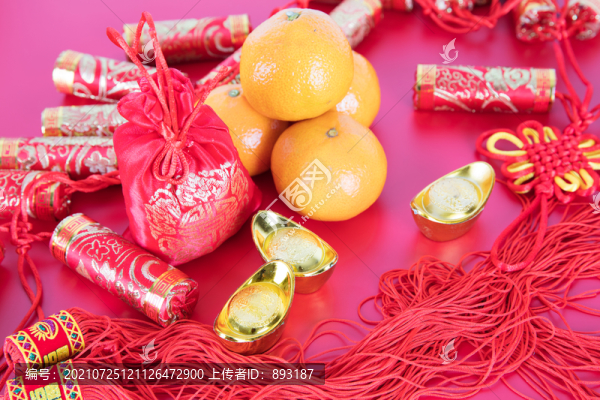 中國(guó)春節(jié)傳統(tǒng)裝飾品和橘子