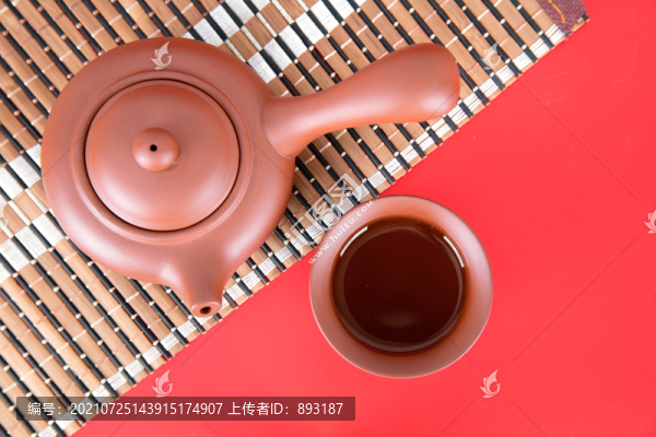 俯視著的紫砂把壺