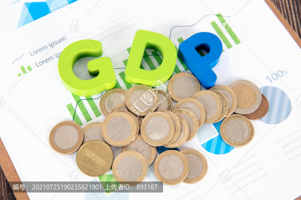 歐元硬幣和英文字母組成的GDP
