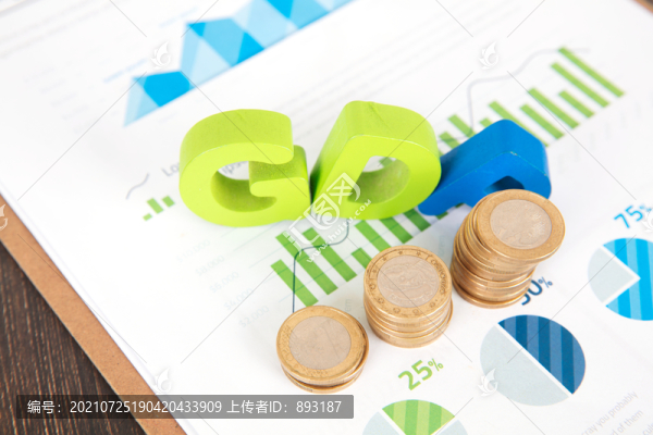 單詞GDP和歐元硬幣