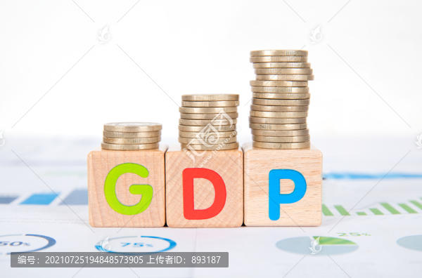 歐元硬幣和英文單詞GDP模型