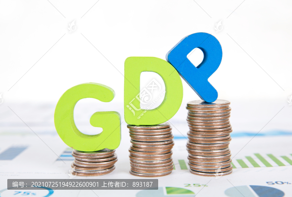 美元硬幣和英文單詞GDP模型