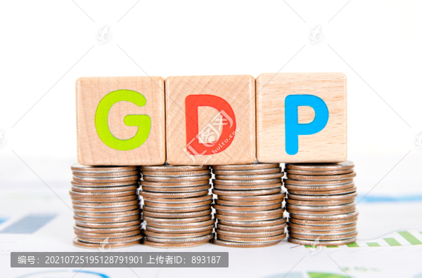美元硬幣和英文單詞GDP模型
