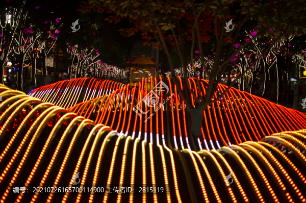 西安美食街紅燈籠夜景