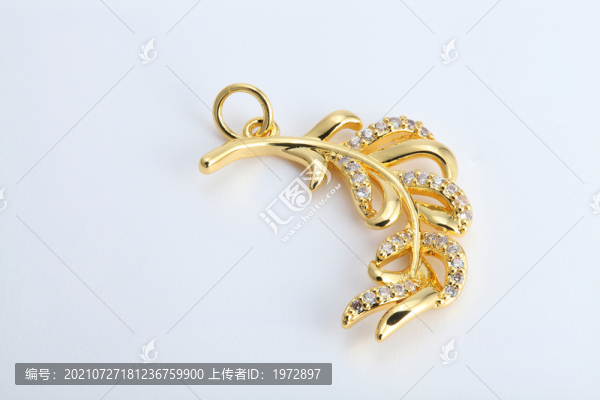 K金鑲鉆樹葉吊墜