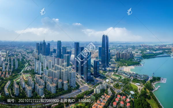 航拍蘇州工業(yè)園區(qū)建筑景觀全景