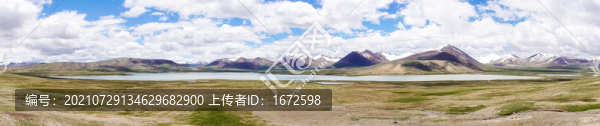 青藏高原唐古拉山與高原湖泊全景