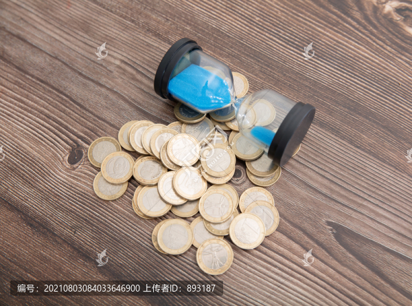 沙漏計(jì)時(shí)器和歐元硬幣