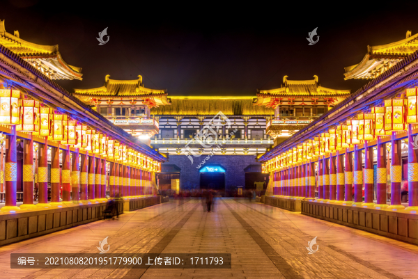 中國(guó)湖北襄陽(yáng)唐城影視基地夜景
