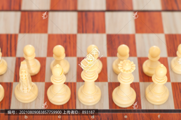 棋盤上擺放整齊的國際象棋棋子
