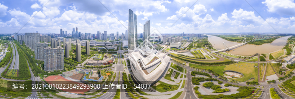 南京青奧中心雙塔樓航拍全景