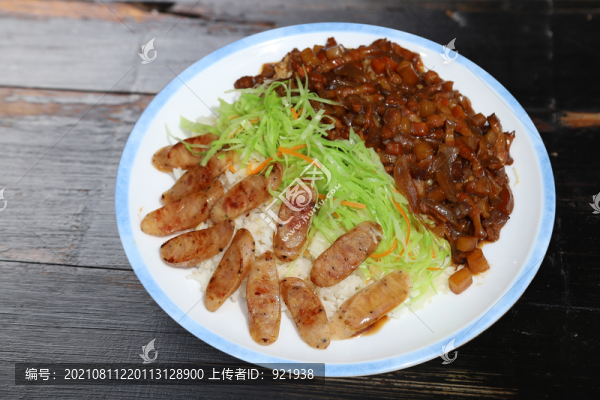 烤腸鹵肉雙拼飯