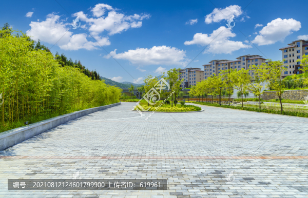 公園青磚路面竹林景觀