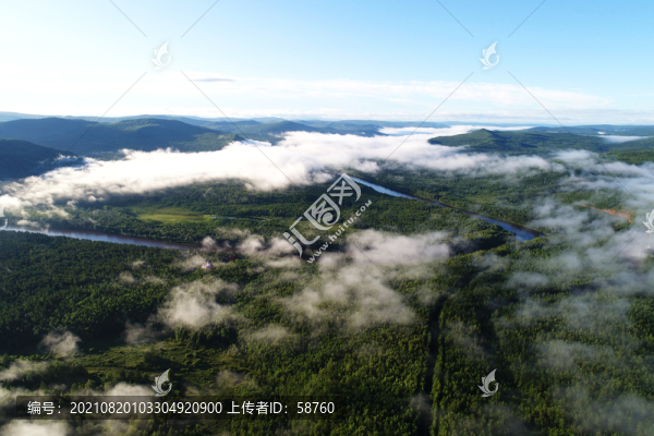 大興安嶺山林晨曦云海