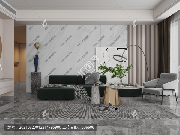 現(xiàn)代沙發(fā)墻布壁畫背景效果圖