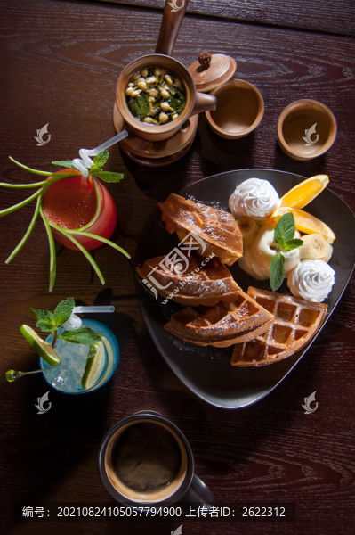華夫餅套餐大集合俯拍圖