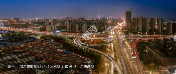 濟(jì)南臘山立交橋夜景鳥瞰圖