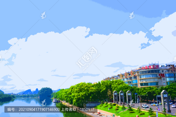 桂林解放橋遠眺漓江