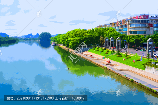 桂林解放橋遠(yuǎn)眺漓江