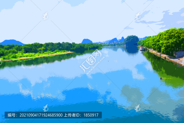 桂林解放橋遠(yuǎn)眺漓江