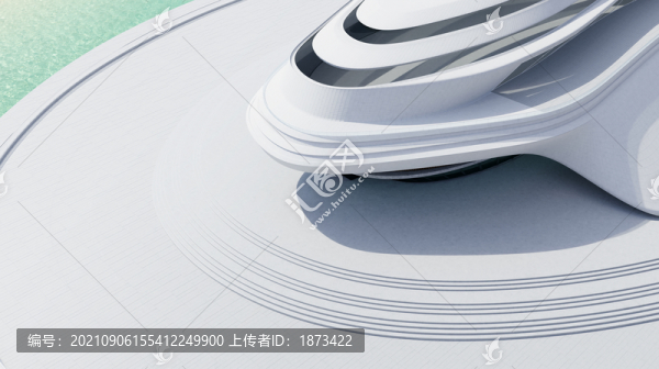 摩登純白石頭紋路建筑俯視圖