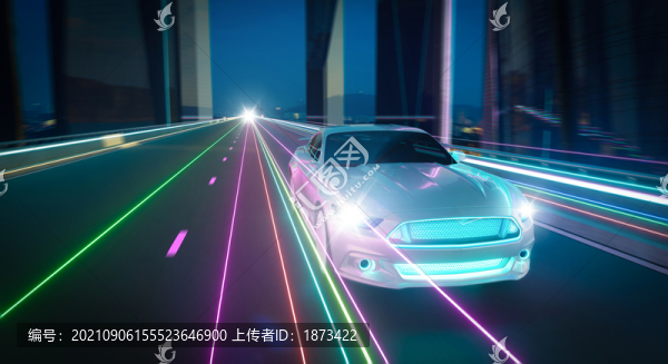 霓虹燈車輛行駛圖