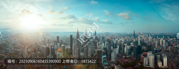 橫幅馬來(lái)西亞吉隆坡晴朗陽(yáng)光城市全景攝影照