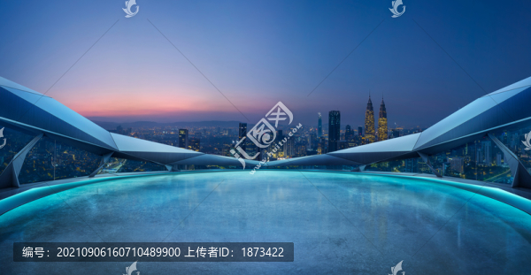 未來科技前衛(wèi)造型高處望向吉隆坡夜景