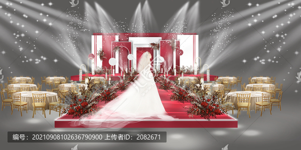 紅色白色婚禮效果