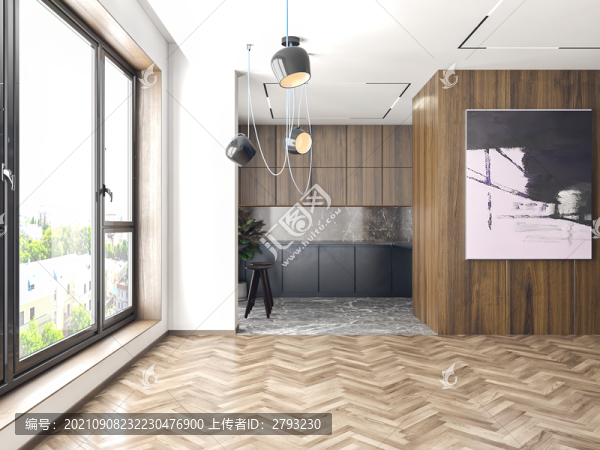 現(xiàn)代客餐廳3D場景家具空景