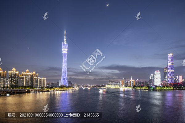 廣州地標(biāo)建筑廣州塔日落風(fēng)光