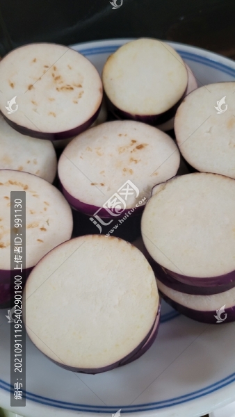 新鮮茄子切片