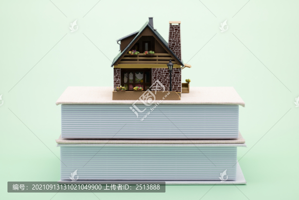 創(chuàng)意微縮放在書本上的房子