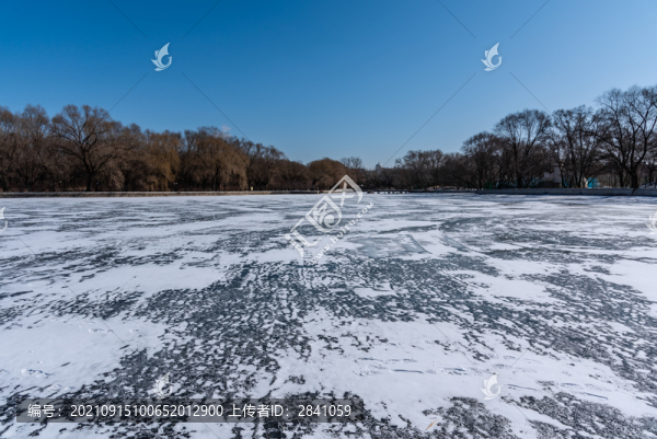 沈陽清昭陵北陵公園冰凍的湖面