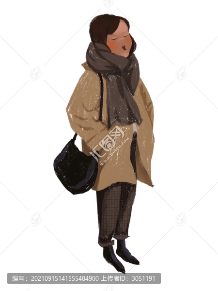 女性站立背包冬季