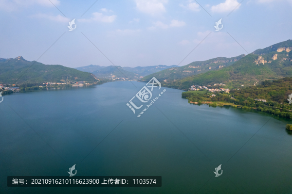 航拍濟(jì)南錦繡川水庫(kù)