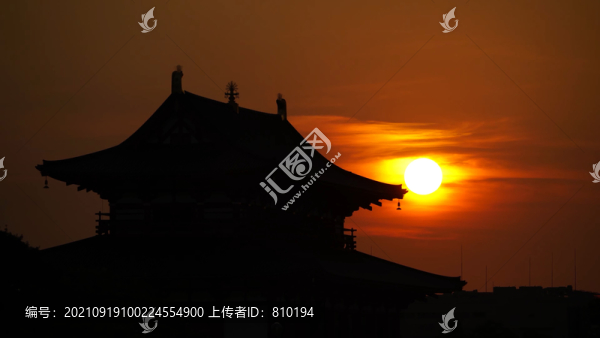 日落夕陽古建筑寺廟佛寺