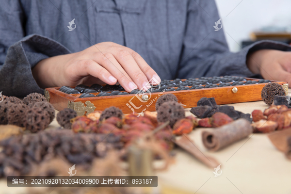 中醫(yī)醫(yī)生正使用算盤計算
