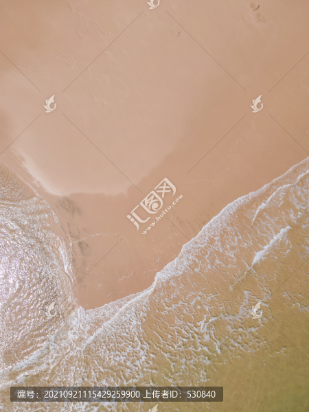 海灘沙子浪花鳥(niǎo)瞰圖
