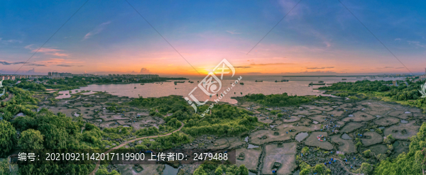 千年古鹽田日出全景航拍