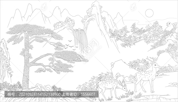 鹿花鳥